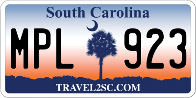 SC license plate MPL923