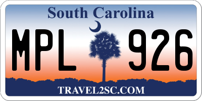 SC license plate MPL926