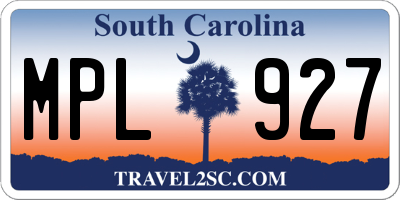 SC license plate MPL927