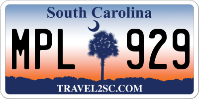 SC license plate MPL929