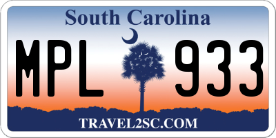 SC license plate MPL933