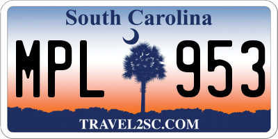 SC license plate MPL953
