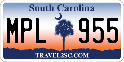 SC license plate MPL955