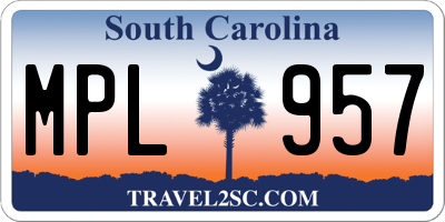 SC license plate MPL957