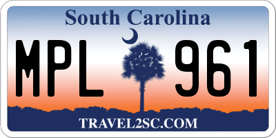 SC license plate MPL961
