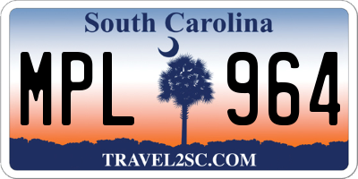 SC license plate MPL964
