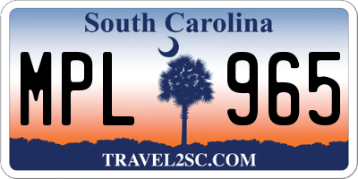 SC license plate MPL965
