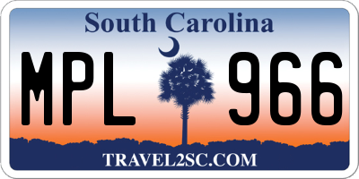 SC license plate MPL966