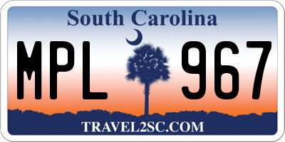 SC license plate MPL967