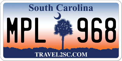 SC license plate MPL968