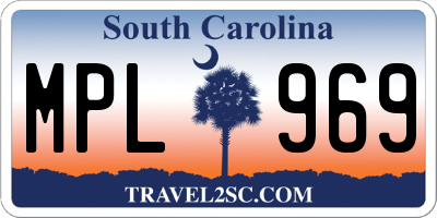 SC license plate MPL969