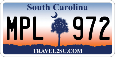 SC license plate MPL972
