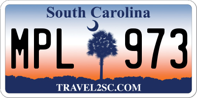 SC license plate MPL973