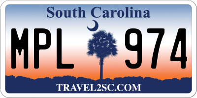 SC license plate MPL974