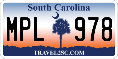 SC license plate MPL978