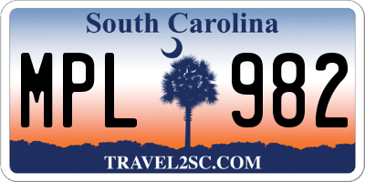 SC license plate MPL982
