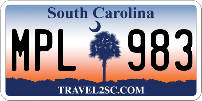 SC license plate MPL983