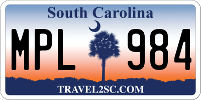SC license plate MPL984