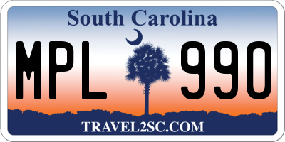 SC license plate MPL990