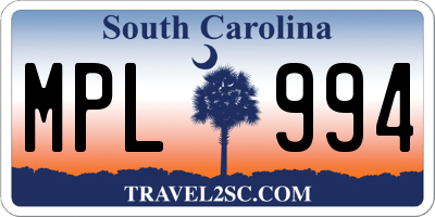 SC license plate MPL994