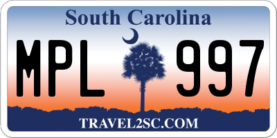SC license plate MPL997