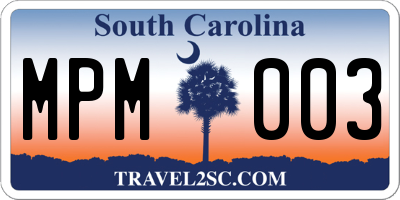 SC license plate MPM003