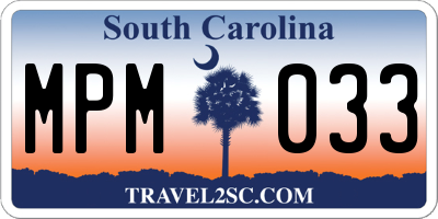 SC license plate MPM033