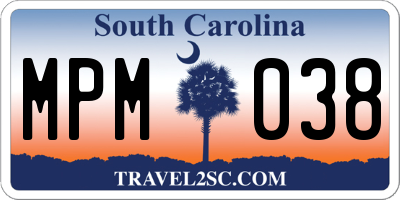 SC license plate MPM038