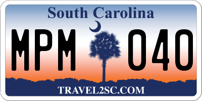 SC license plate MPM040