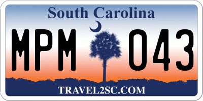 SC license plate MPM043