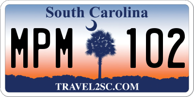 SC license plate MPM102