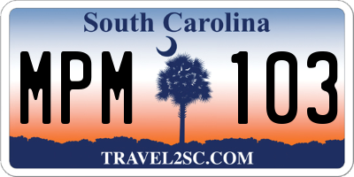 SC license plate MPM103