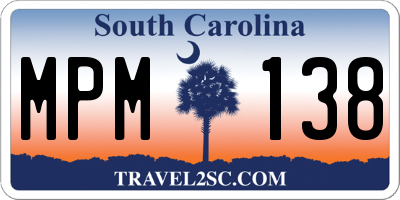SC license plate MPM138