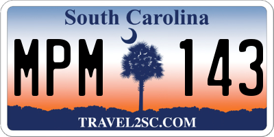 SC license plate MPM143