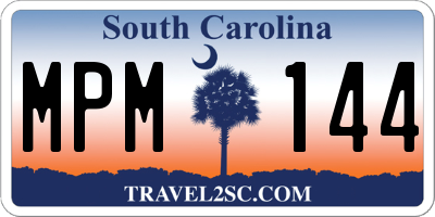 SC license plate MPM144