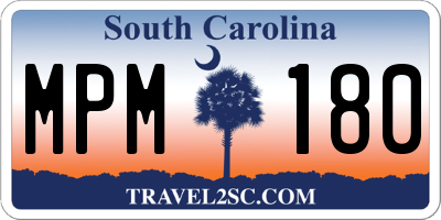 SC license plate MPM180