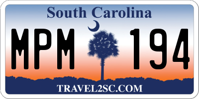 SC license plate MPM194