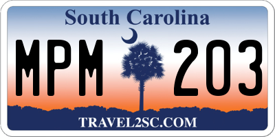 SC license plate MPM203