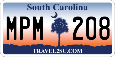 SC license plate MPM208