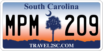 SC license plate MPM209