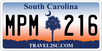 SC license plate MPM216