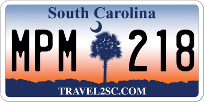 SC license plate MPM218