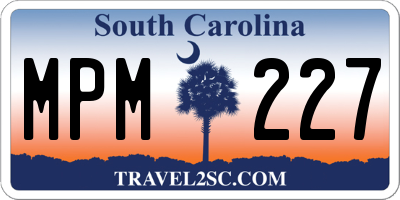 SC license plate MPM227