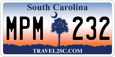 SC license plate MPM232