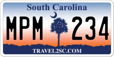 SC license plate MPM234