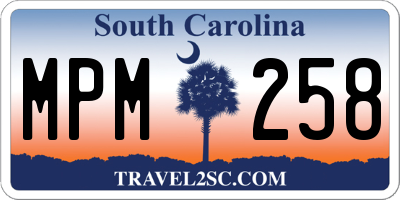 SC license plate MPM258