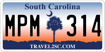 SC license plate MPM314