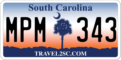 SC license plate MPM343