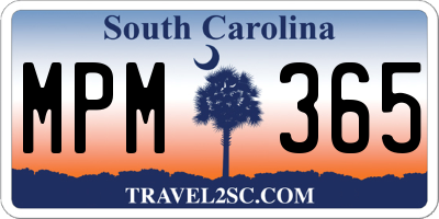 SC license plate MPM365