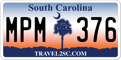 SC license plate MPM376